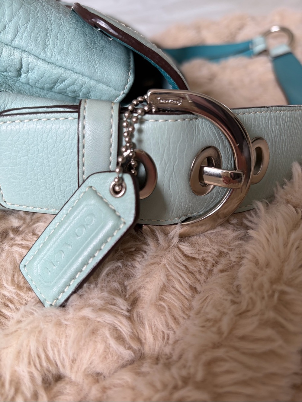 VINTAGE Coach Tiffany Blue flap bag #3000 - Picture 7 of 15